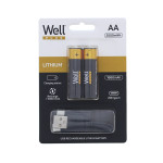 acumulator aa (r6) li-ion 14500 1.5v 1660mah  2500mwh  incarcare usb-c  2 buc/blister  well