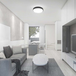 plafoniera led 18w ip44 6500k alb rece - negru