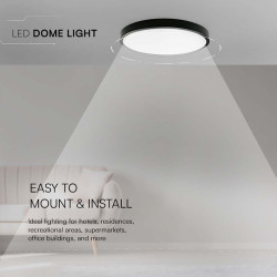 plafoniera led 24w ip44 6500k alb rece - negru