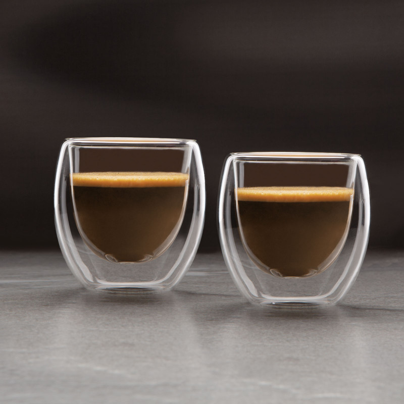 pahar de sticla cu perete dublu - 80 ml - 2 buc/cutie