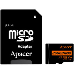 card microsdxc uhs-i u3  v30 a2 apacer  256gb  r100  cu adaptor sd