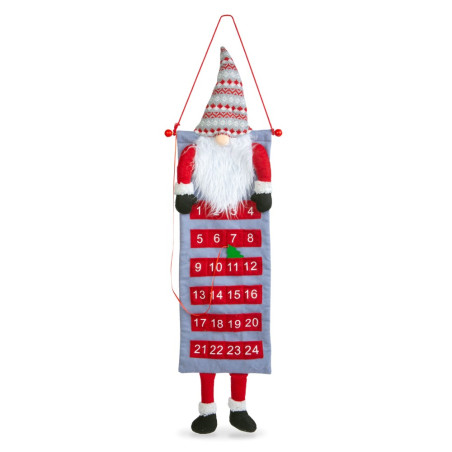 calendar de perete de advent - 3d cu elf scandinav - textil - 100 x 28 cm