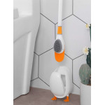 perie de toaleta in forma de rata cu suport - portocaliu/alb