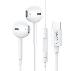casti in-ear cu fir choetech oc-a012  usb-c  microfon  reglare volum  alb