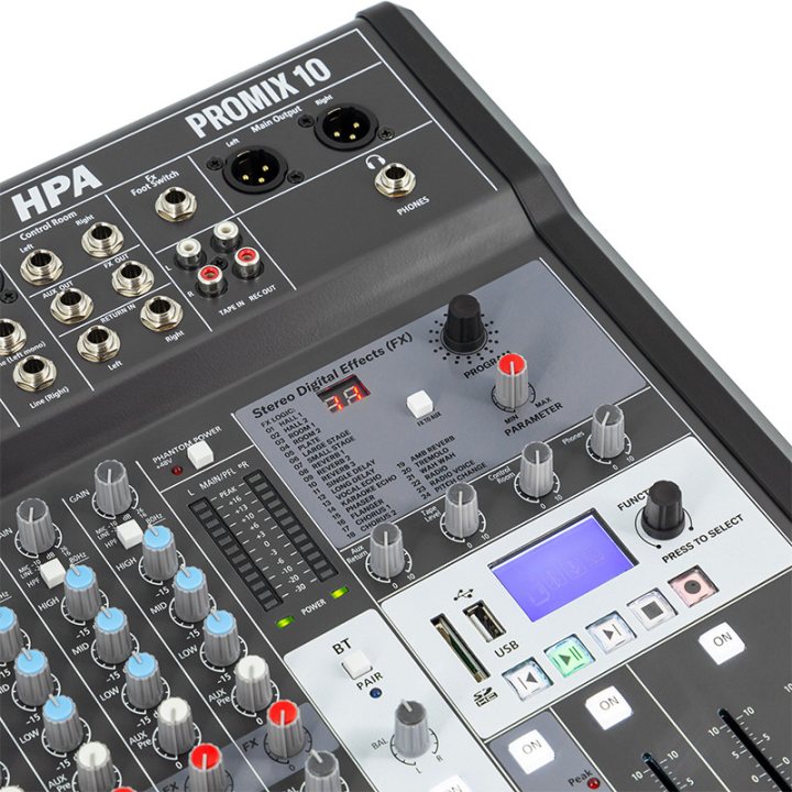 mixer digital 10 canale 48v bt/usb/sd