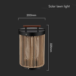 lampa solara 2.4w 3000k ip65 - negru/maro