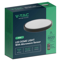 plafoniera led 30w ip44 cu senzor 4000k alb neutru - negru