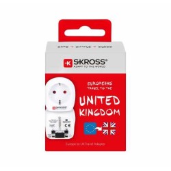 Adaptor priza EU -UK Skross pentru cei calatoresc in tari care folosesc priza standard englez
