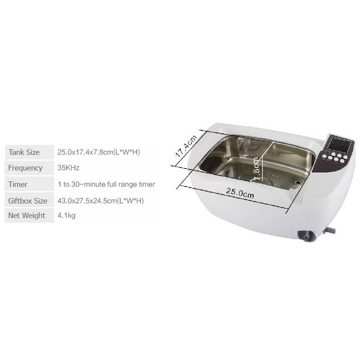 Curatare cu ultrasunete, BAie de curățare cu ultrasunete ULTRASONIC 3000ml, CD-4830 -8, dioda.ro