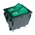 Comutator basculant 2x (2pol./3pin) ON-OFF 250V / 15A - verde transparent Comutatoare basculante, Comutator basculant 2x (2pol./3pin) ON-OFF 250V / 15A - verde transparent -1, dioda.ro