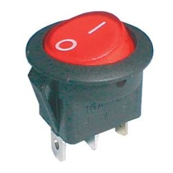 Comutatoare basculante, Comutator basculant 2pol./3pin ON-OFF 16A / 12VDC (rotunjit) - roșu transparent -1, dioda.ro