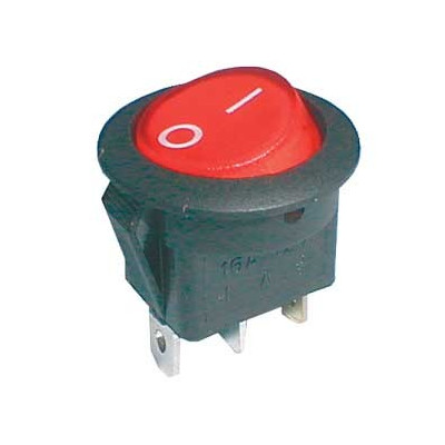 Comutatoare basculante, Comutator basculant 2pol./3pin ON-OFF 16A / 12VDC (rotunjit) - roșu transparent -1, dioda.ro