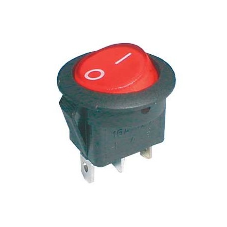 Comutatoare basculante, Comutator basculant 2pol./3pin ON-OFF 16A / 12VDC (rotunjit) - roșu transparent -1, dioda.ro