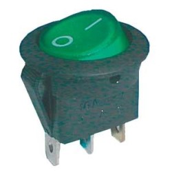 Comutatoare basculante, Comutator basculant 2pol./3pin ON-OFF 16A / 12VDC (rotunjit) - verde transparent -1, dioda.ro