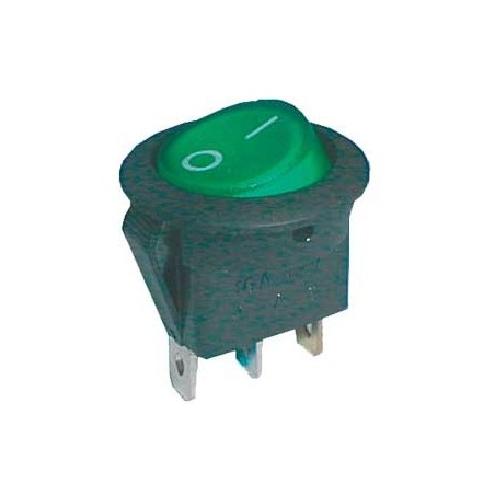 Comutatoare basculante, Comutator basculant 2pol./3pin ON-OFF 16A / 12VDC (rotunjit) - verde transparent -1, dioda.ro