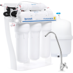 Standard PRO reverse osmosis filter with mineralization and pump on metal rack