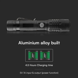 lanterna led 10w aluminiu cu incarcare usb tip c