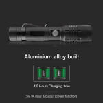 lanterna led 10w aluminiu cu incarcare usb tip c