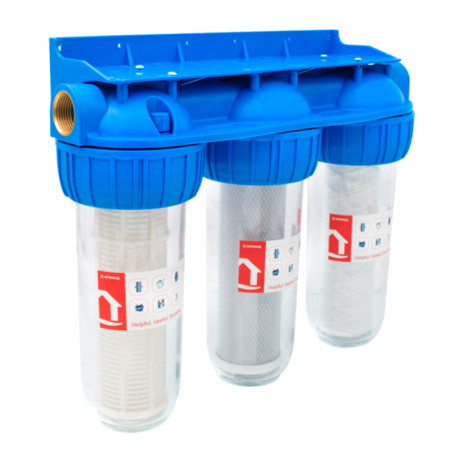 filtru apa triplu cu carbune/bumbac/sita 3x1x10