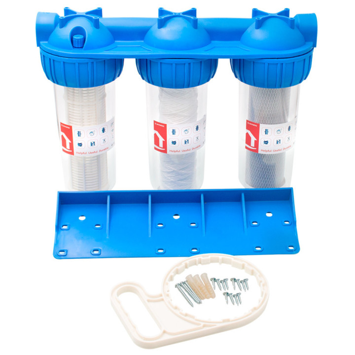 filtru apa triplu cu carbune/bumbac/sita 3x1x10