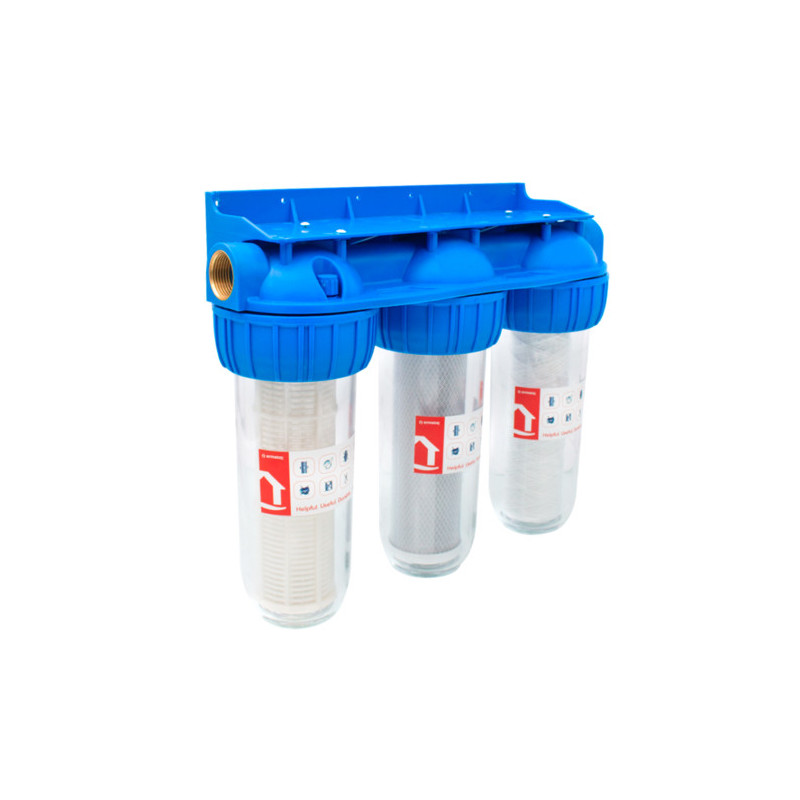 filtru apa triplu cu carbune/bumbac/sita 3x3/4*10