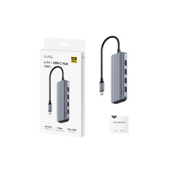 adaptor usb-c tata - hdmi mama, 4k30hz, pd 100w, 4 usb-a 5gbps cudy uh500