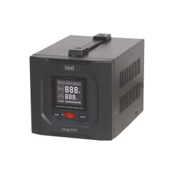 stabilizator automat de tensiune cu servo motor 1000va/600w well strong, negru
