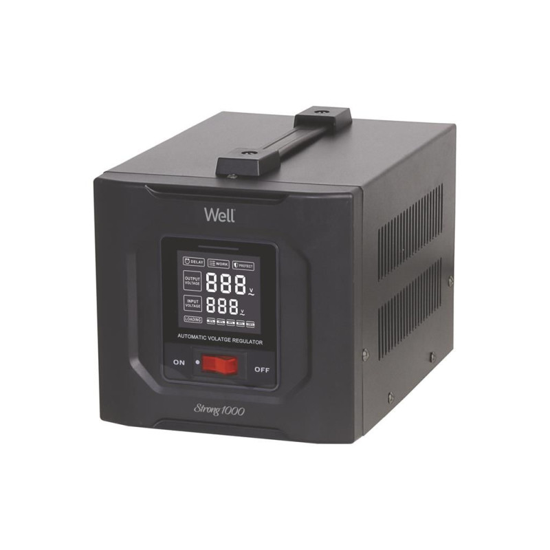 stabilizator automat de tensiune cu servo motor 1000va/600w well strong, negru stabilizator automat de tensiune cu servo motor 1000va/600w well strong, negru