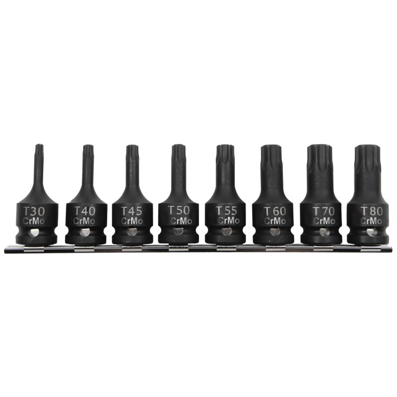 set tubulare impact cu varf torx t30-t80 - 8p. set tubulare impact cu varf torx t30-t80 - 8p.