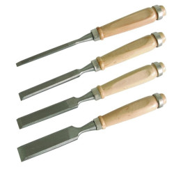 set dalti lemn cu maner lemn - 4p.