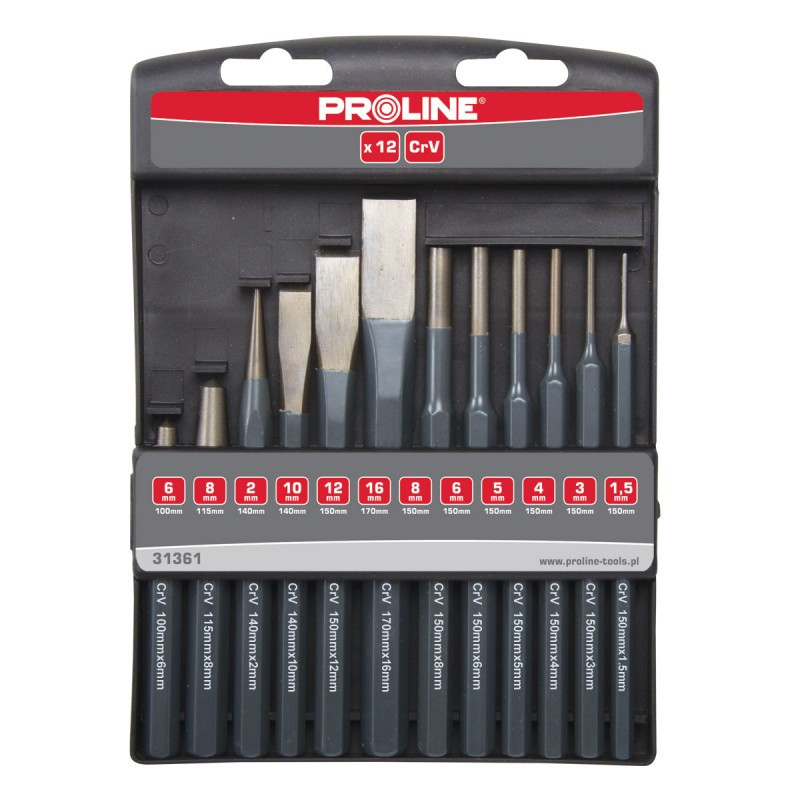 set dalti-dornuri-punctatoare cr-va pentru metal - 12p.