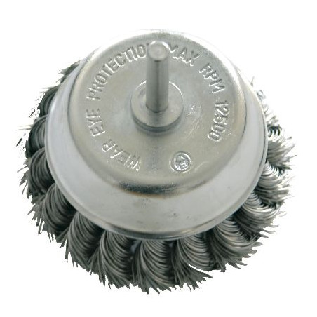 perie sarma impletita tip cupa cu tija 75mm