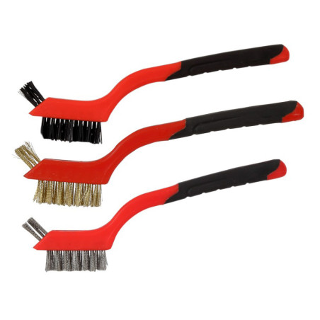 set perii curatare cu fire inox-alama-plastic - 3p.