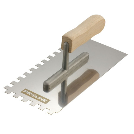 gletiera inox dintata cu maner lemn 270x130/4mm