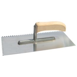 gletiera inox dintata cu maner lemn 270x130/10mm