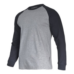 tricou bumbac cu maneca lunga / gri-negru - xl