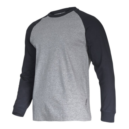 tricou bumbac cu maneca lunga / gri-negru - xl