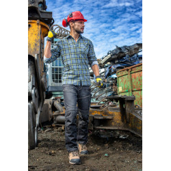 pantalon lucru tip-blugi slim-fit elastic inchisi - l