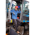 pantalon lucru tip-blugi slim-fit elastic inchisi - l