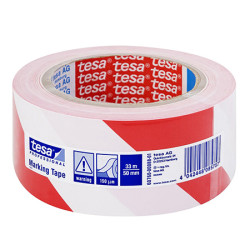 banda adeziva marcare 50mm / 33m - rosu/alb