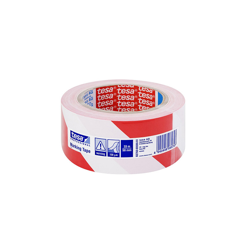 banda adeziva marcare 50mm / 33m - rosu/alb