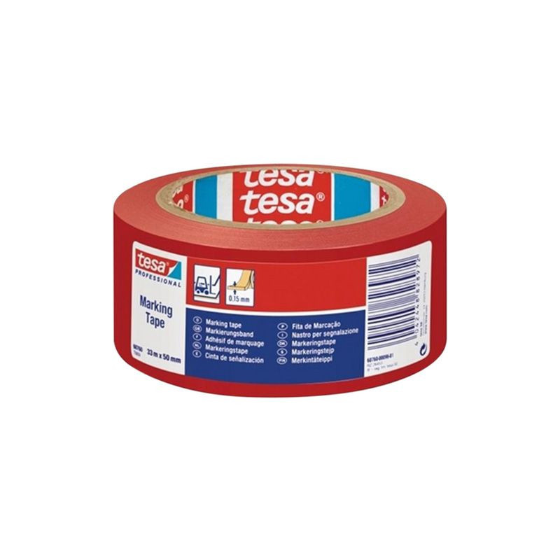 banda adeziva marcare 50mm / 33m - rosu/rosu