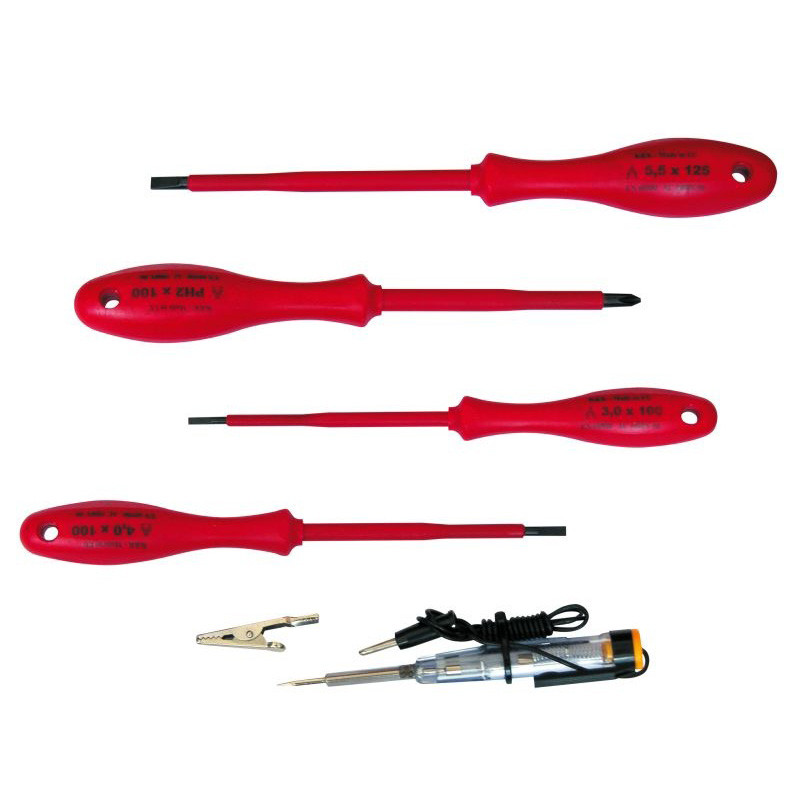 set surubelnite izolate pvc + tester auto - 5p.