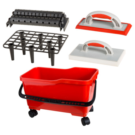 set placare cu galeata/rola/gratar/cauciuc/burete/roti