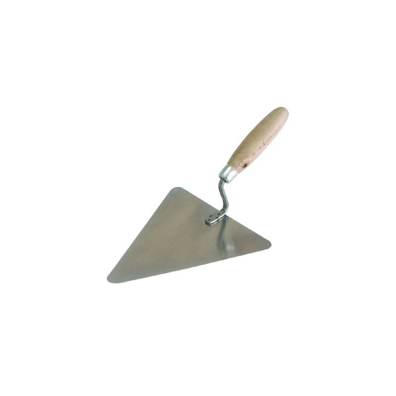 mistrie inox triunghiulara cu maner lemn 180x170mm