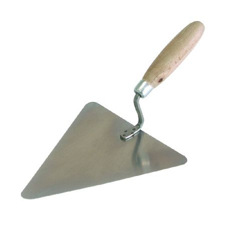 mistrie inox triunghiulara cu maner lemn 180x170mm