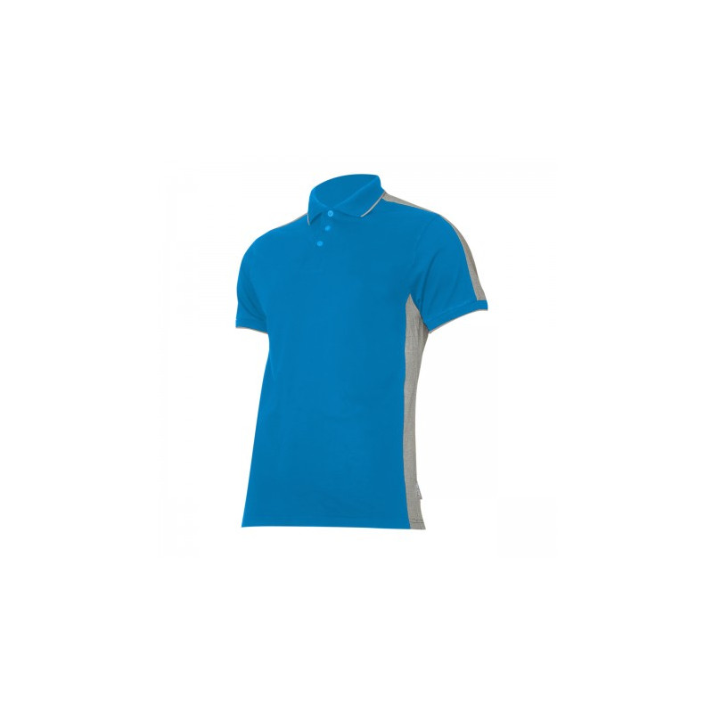 tricou bumbac polo multicolor / turcoaz-gri - s