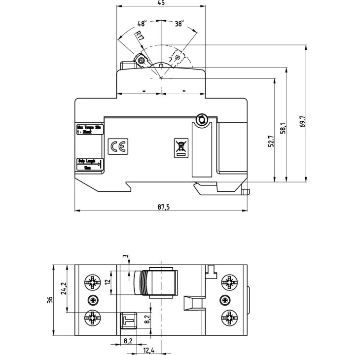 diferential rccb efi-p2 a 80/0.1 002061124