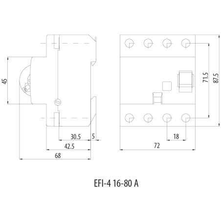 diferential rccb efi-4 a 80/0.03 002062545