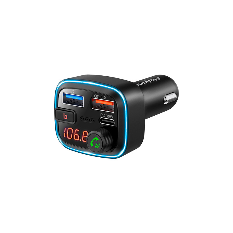 Modulator FM Bluetooth auto cu USB Bluetooth 5.3 handsfree PEIYING USB 32GB QC3.0+PD modulator fm audio bluetooth usb